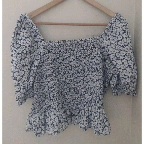 J. Crew Puff Sleeve Smocked Peplum Blouse - Picture 6 of 9